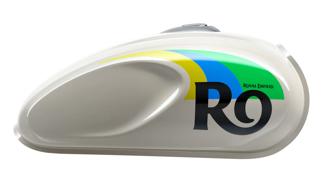 Royal Enfield Hunter 350 Rio White petrol tank – Bullmenn Dealer Coimbatore